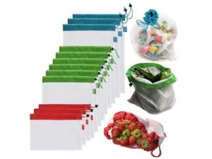 12-Pack: Reusable Drawstring Storage Bags