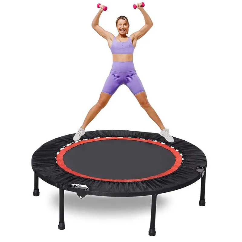 40 Degree Foldable Mini Trampoline Safe for Gym and Cardio Fitness Exercise-black