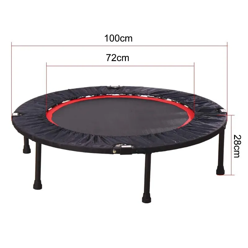 40 Degree Foldable Mini Trampoline Safe for Gym and Cardio Fitness Exercise-black