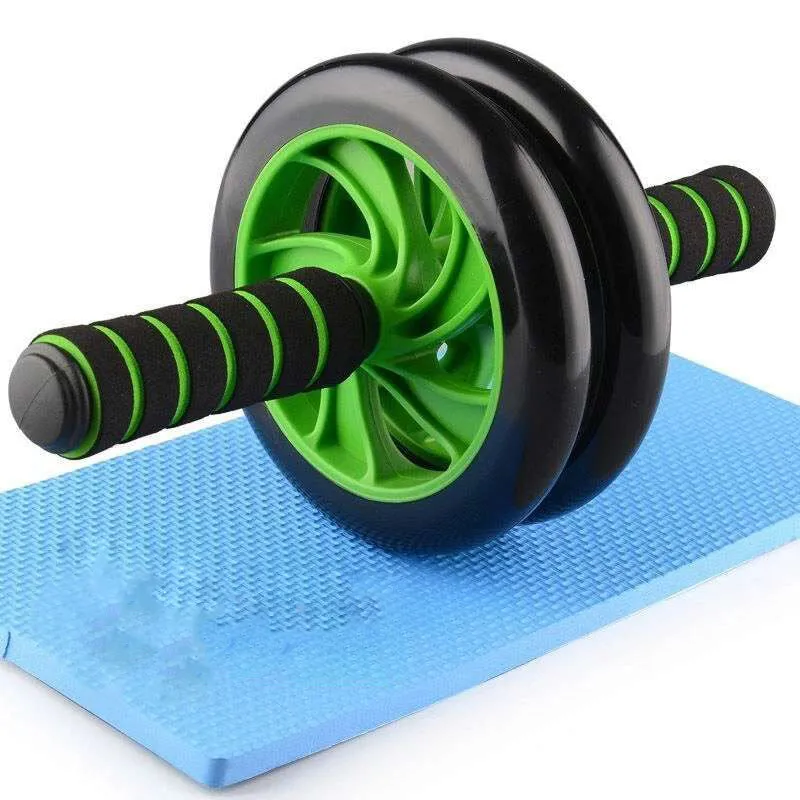 Abdominal Exercise Roller  Dual Wheel with Foam Handles & Knee Pad