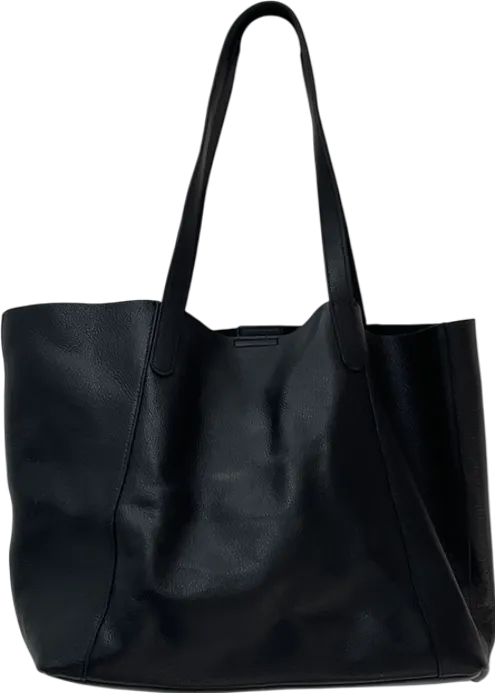 Accessorize Black Large Pebble Leather Tote Bag