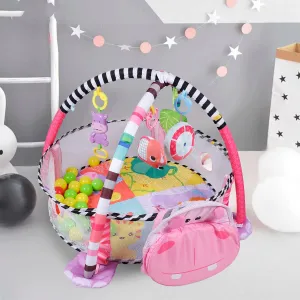 Baby Moo Hippo Infant Play Mat Activity Gym With Hanging Toys And Balls - Pink