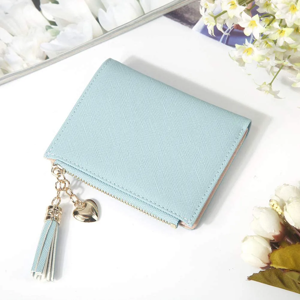 Belsmi Women's Small Compact Slim Leather Mini Wallet RFID Blocking Lady Purse Zipper Pocket Card Organizer Bifold Wallets (Fawn)