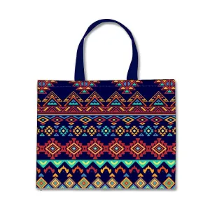 Designer Tote Bag With Zip Beach Gym Travel Bags -  Ethnic Pattern