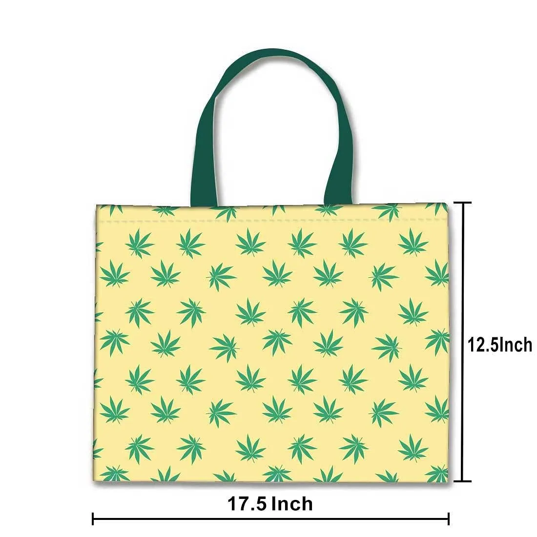 Designer Tote Bag With Zip Beach Gym Travel Bags -  Green Leaves
