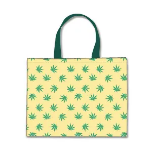 Designer Tote Bag With Zip Beach Gym Travel Bags -  Green Leaves