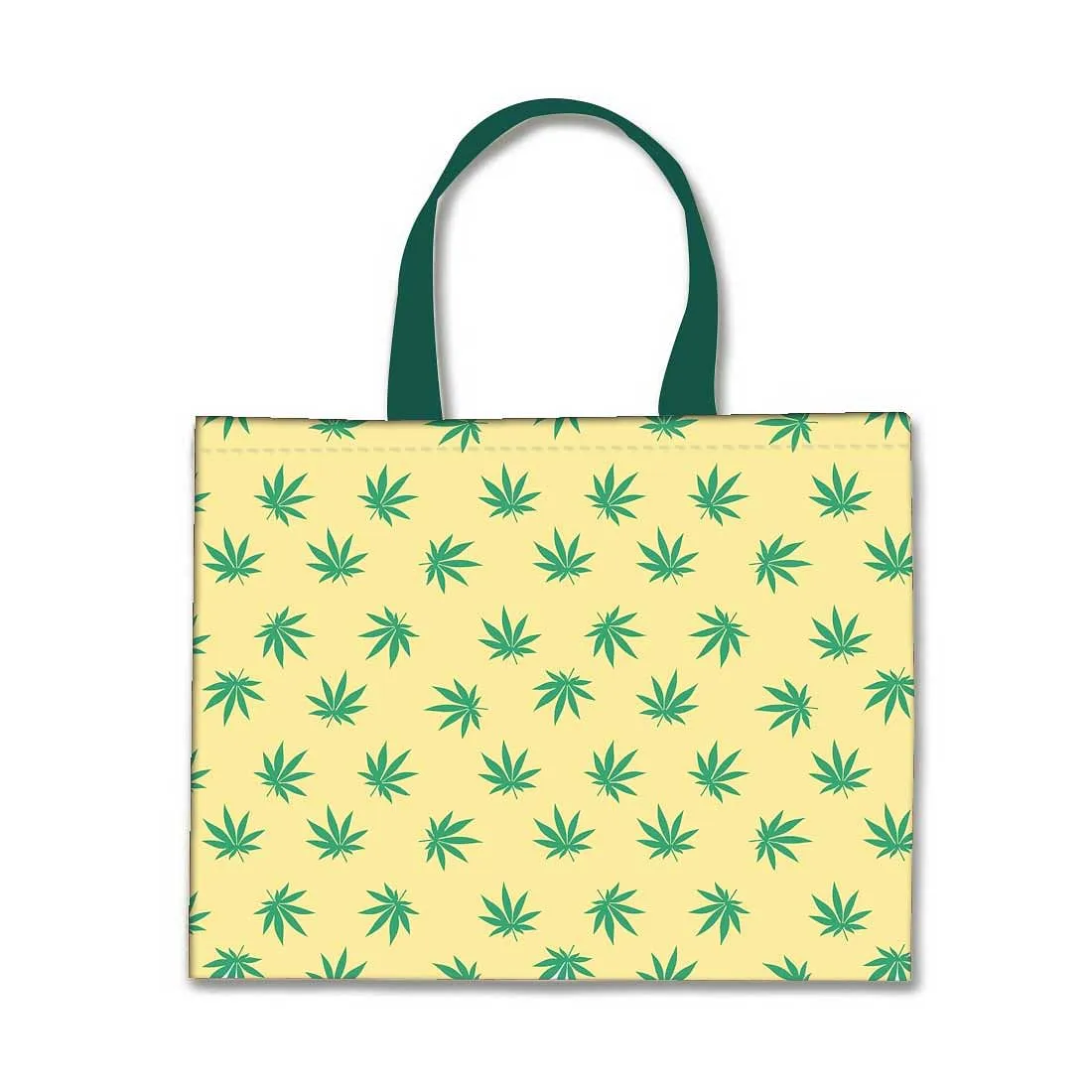 Designer Tote Bag With Zip Beach Gym Travel Bags -  Green Leaves