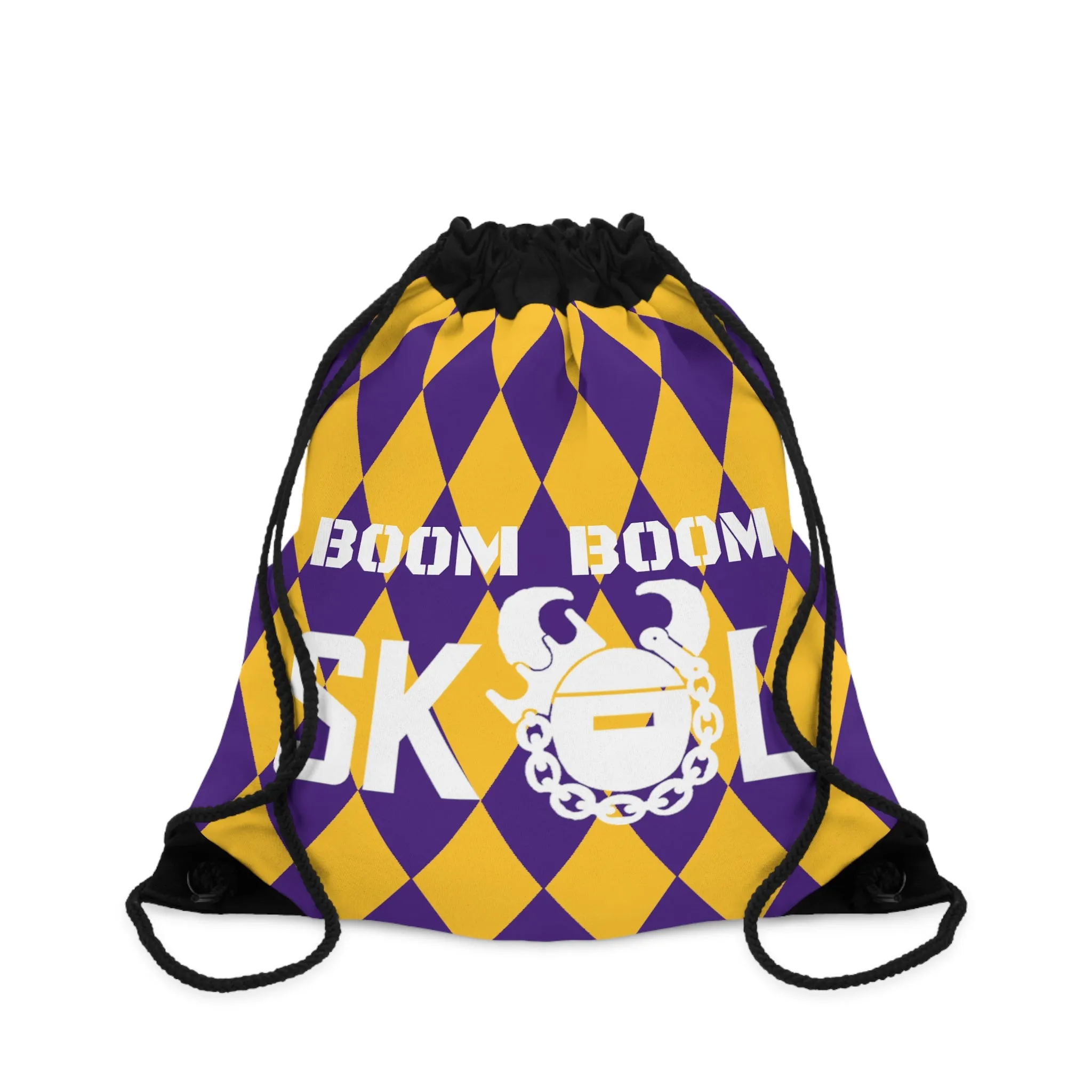 Drawstring Bag - Purple/Gold Diamonds - BOOM BOOM