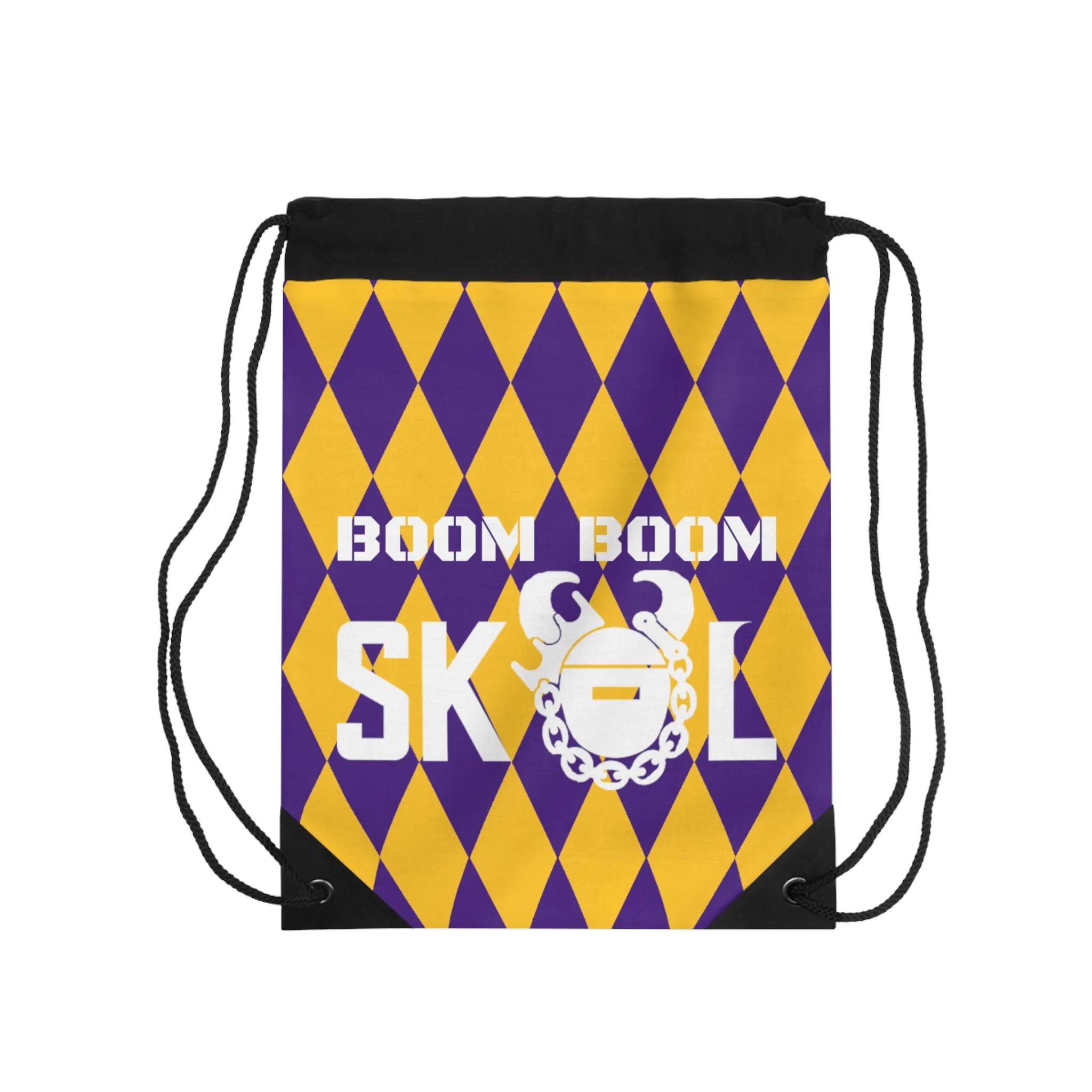 Drawstring Bag - Purple/Gold Diamonds - BOOM BOOM
