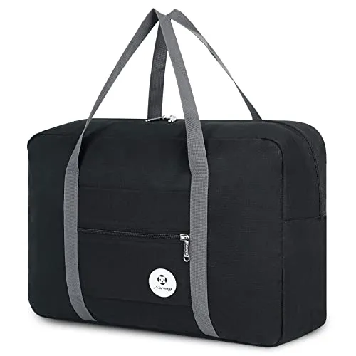 For Spirit Airlines Personal Item Bag 18x14x8 Foldable Travel Duffel Bag Tote Carry on Luggage Duffle Overnight for Women and Men (1112-Black)