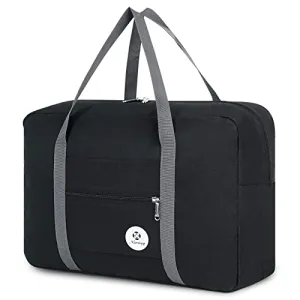 For Spirit Airlines Personal Item Bag 18x14x8 Foldable Travel Duffel Bag Tote Carry on Luggage Duffle Overnight for Women and Men (1112-Black)