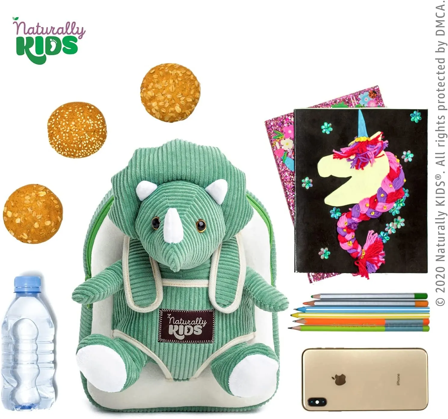 Green Triceratops Stuffed Animal Backpack, Toddler Backpack Girl Dinosaur Toys 3 Year Old Boys