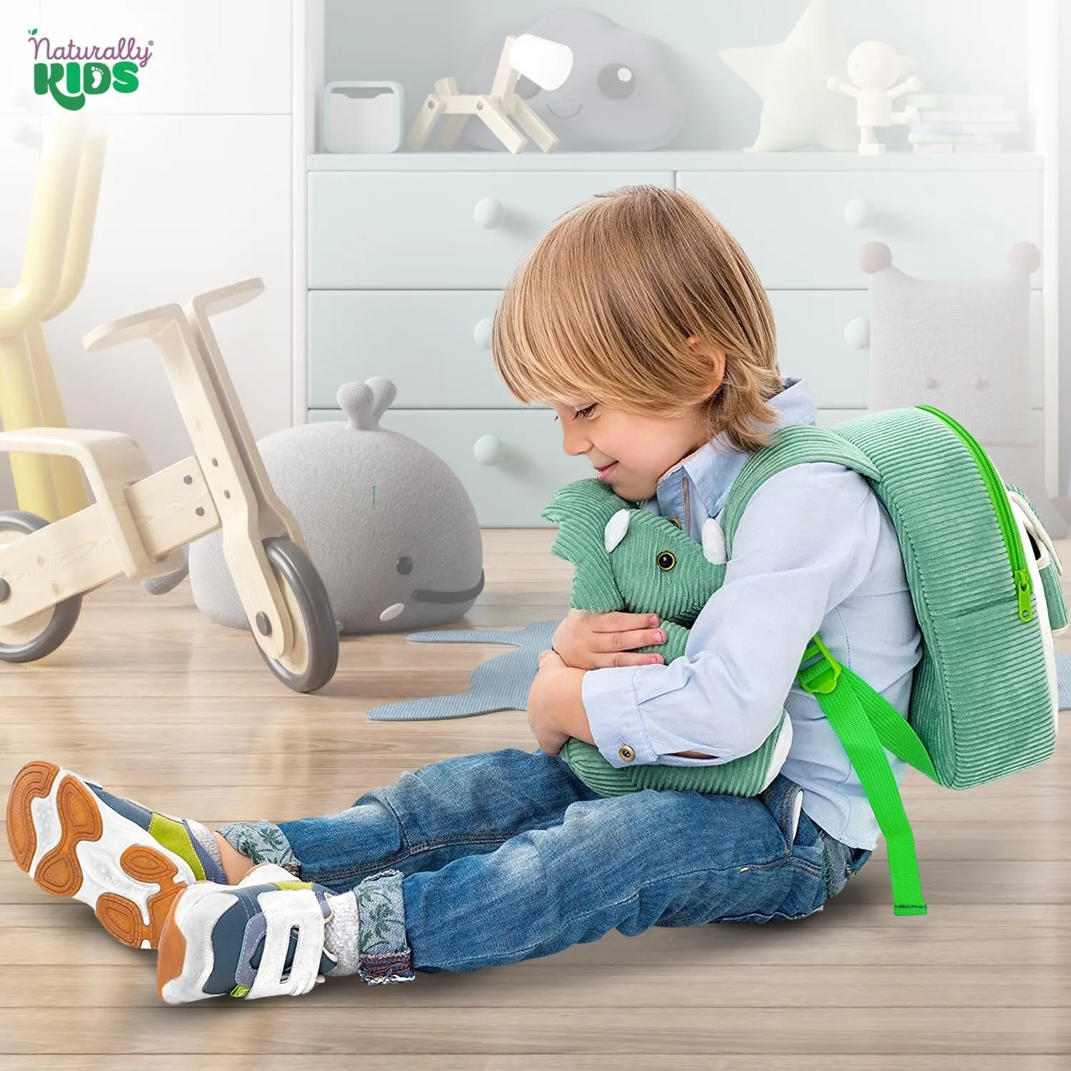Green Triceratops Stuffed Animal Backpack, Toddler Backpack Girl Dinosaur Toys 3 Year Old Boys