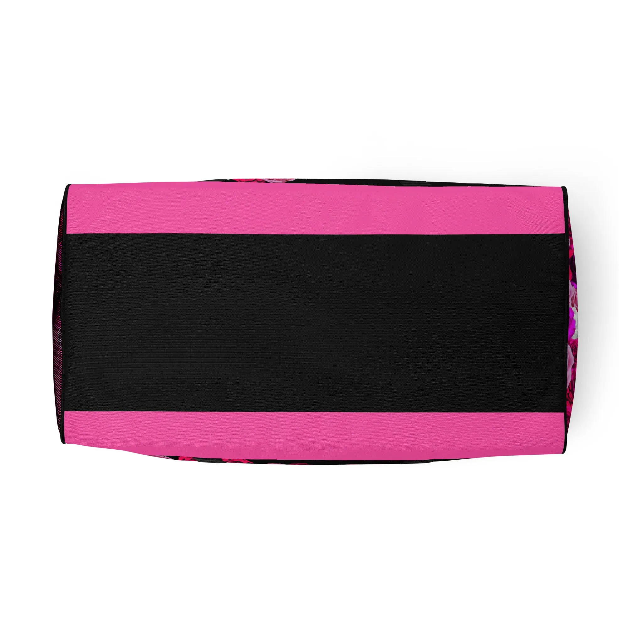 GYM DUFFLE BAG (Premium): PINK ROSES BOUQUET (BLACK)