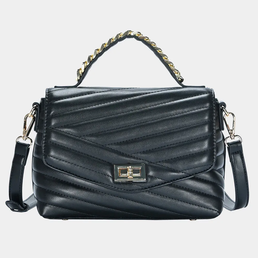 iLLASPARKZ Line Detailed Faux Leather Tote / Crossbody Bag