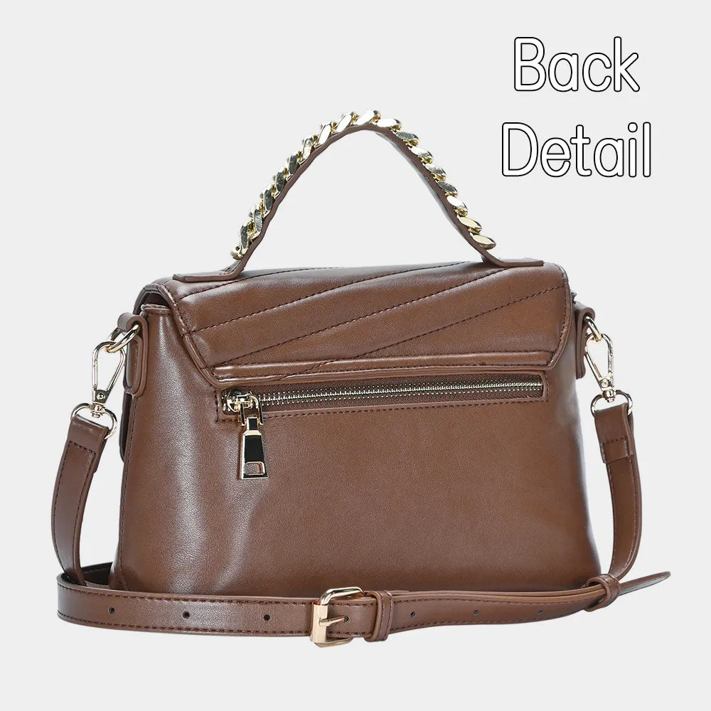iLLASPARKZ Line Detailed Faux Leather Tote / Crossbody Bag