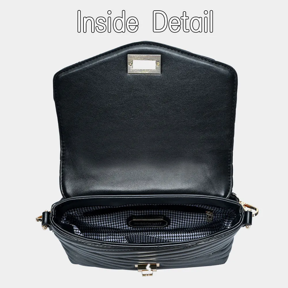 iLLASPARKZ Line Detailed Faux Leather Tote / Crossbody Bag