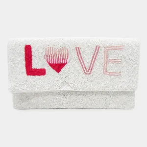 iLLASPARKZ Love Message Seed Beaded Clutch / Crossbody Bag