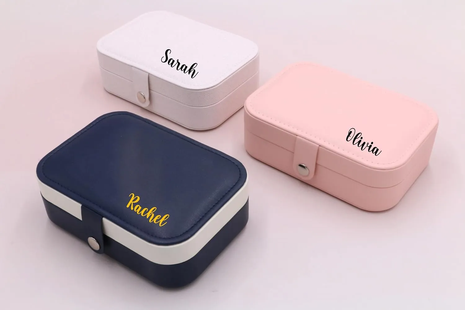 Jewelry Box For Girls | PU Leather Travel Jewelry Case | Jewelry Boxes For Women | Jewelry Organizers And Storage | Box For Earring, Ring, Necklace - Bridesmaid Gifts For Women (Pink)