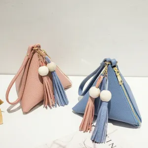 leather handbag Mini Triangle Women Clutch Purse Hand Bag Lady Clutches Casual Phone Package portefeuille femme
