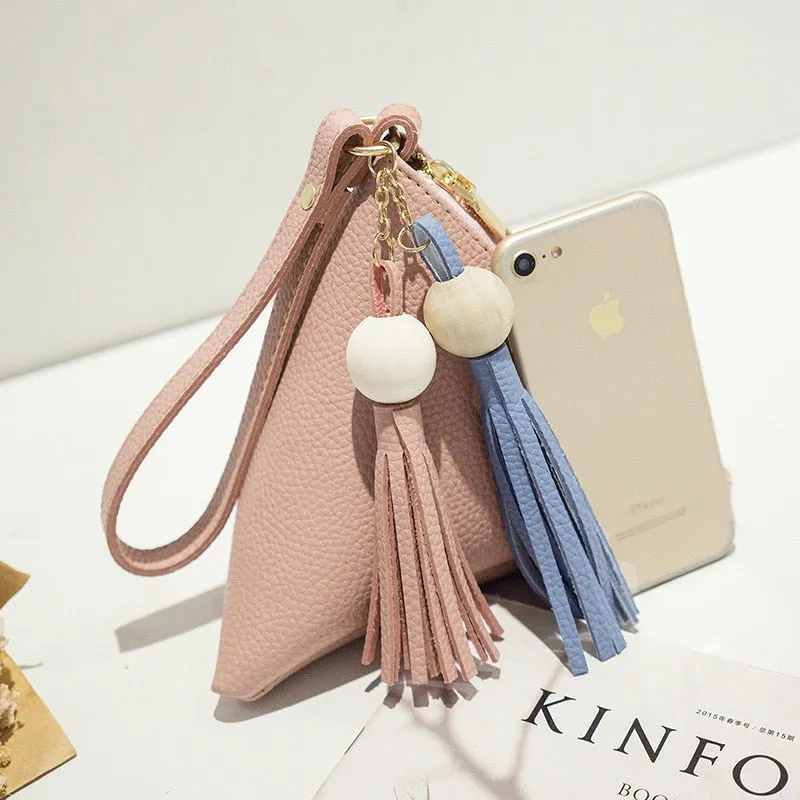 leather handbag Mini Triangle Women Clutch Purse Hand Bag Lady Clutches Casual Phone Package portefeuille femme
