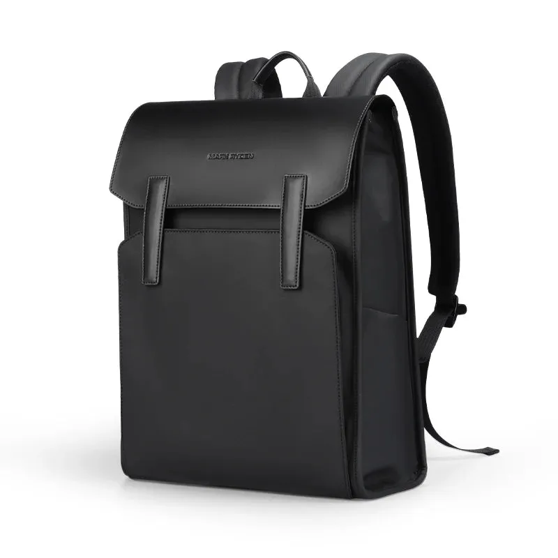 Mark Ryden Classic Business Work Black Leather Backpack 15.6 Inch Laptop Waterproof Bag School Bags Business bacbackpack for men