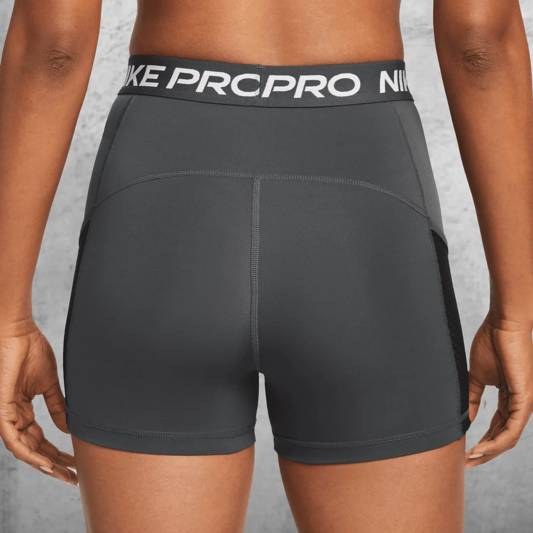 Nike - Pro Dri-FIT Women's High-Waisted 3-inch Training Shorts - DARK SMOKE GREY/BLACK/WHITE