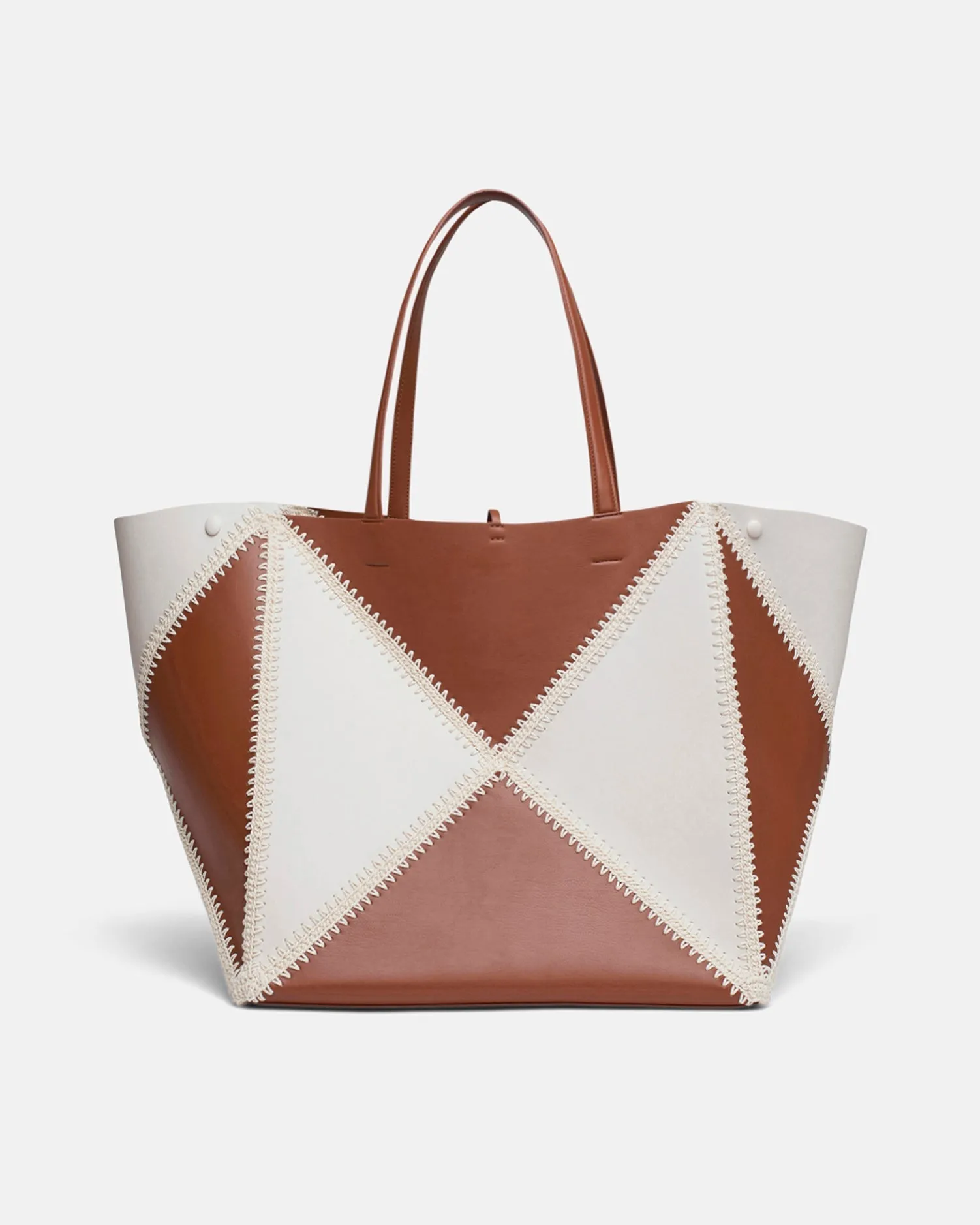 Origami Tote Large - Alt-Nappa Crochet Tote - Off White/Tan/Crme