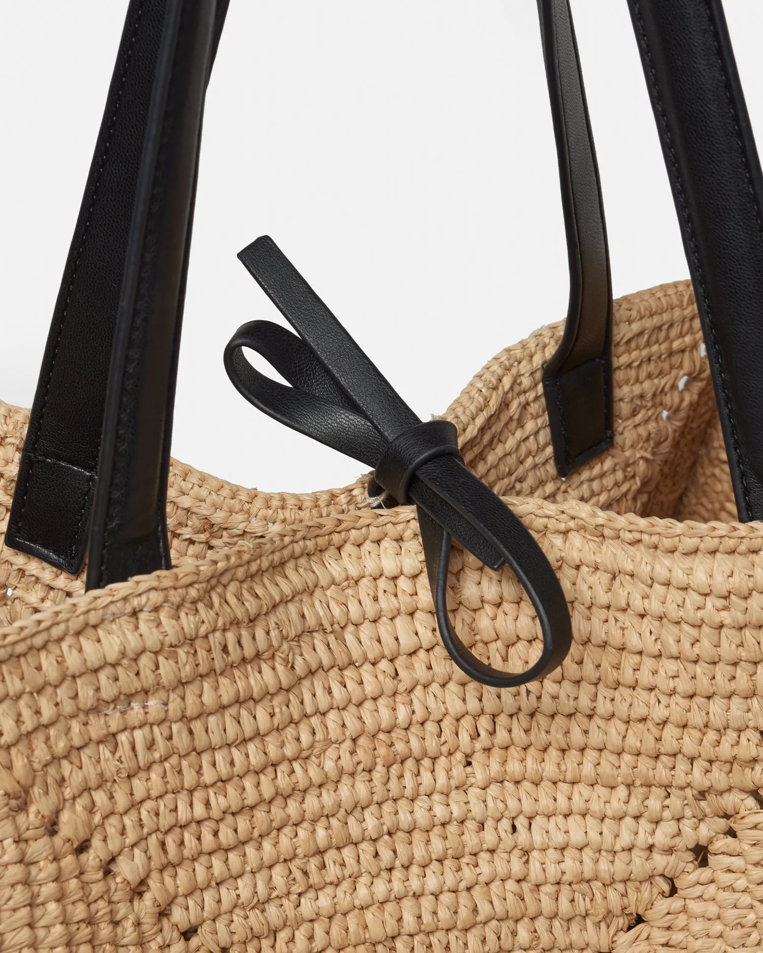 Origami Tote Large - Raffia Tote - Natural/Black