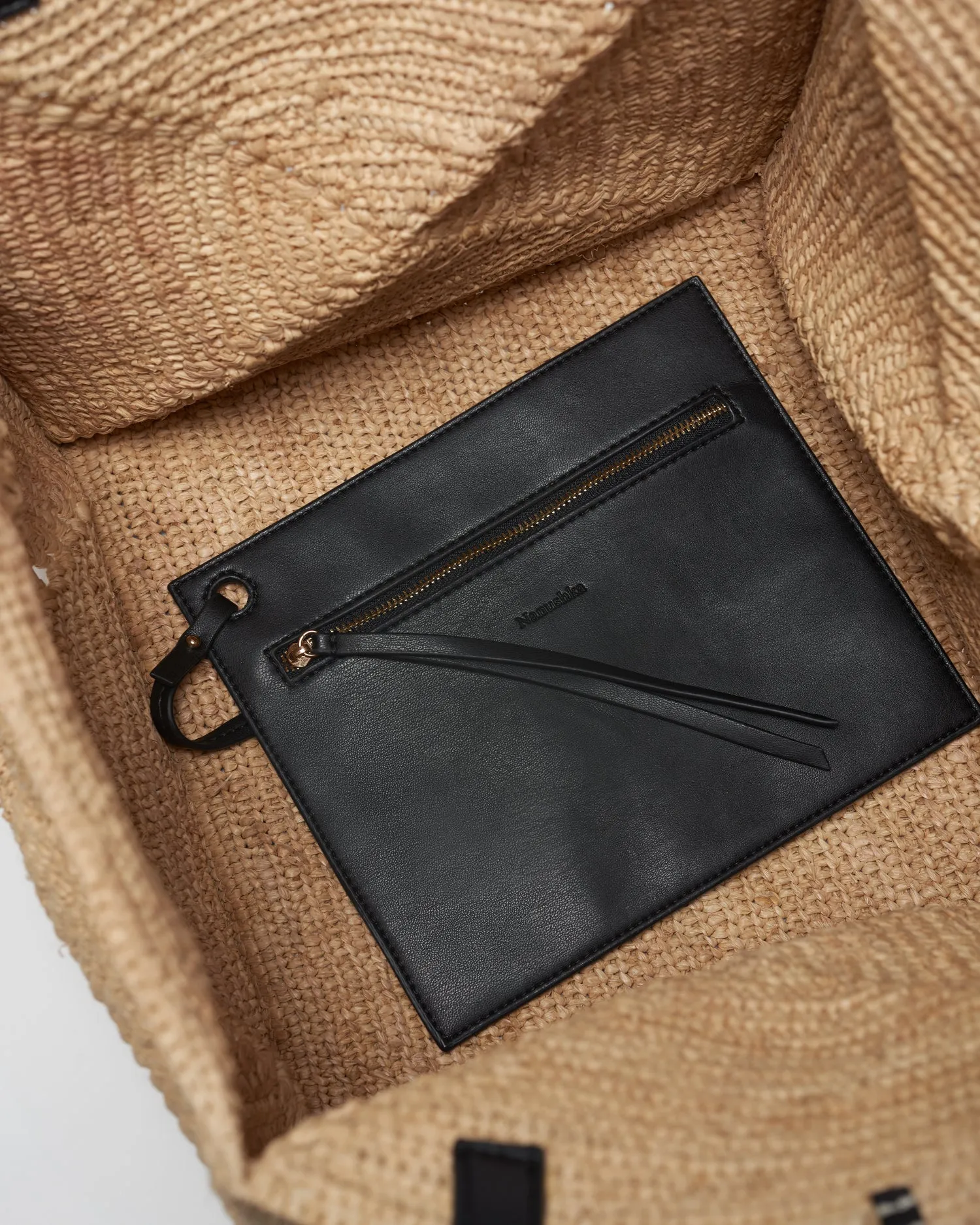 Origami Tote Large - Raffia Tote - Natural/Black