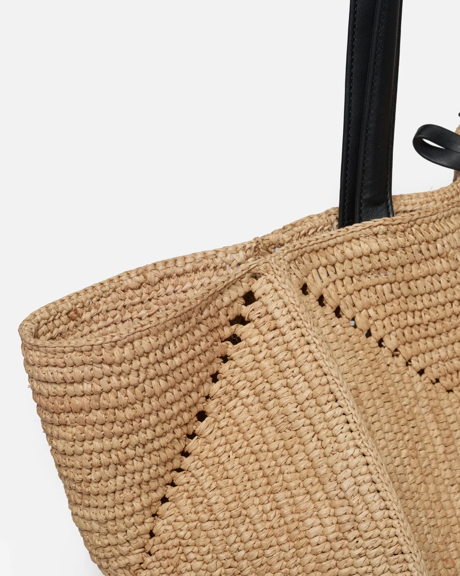 Origami Tote Large - Raffia Tote - Natural/Black