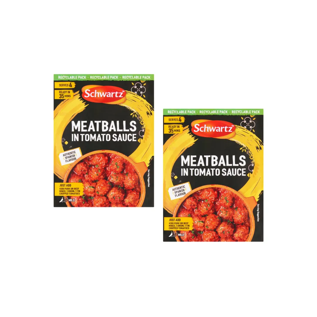 Schwartz Spanish Meatballs in Tomato Sauce 30g (Pack of 2) – Savory Ready-to-Eat Meatballs