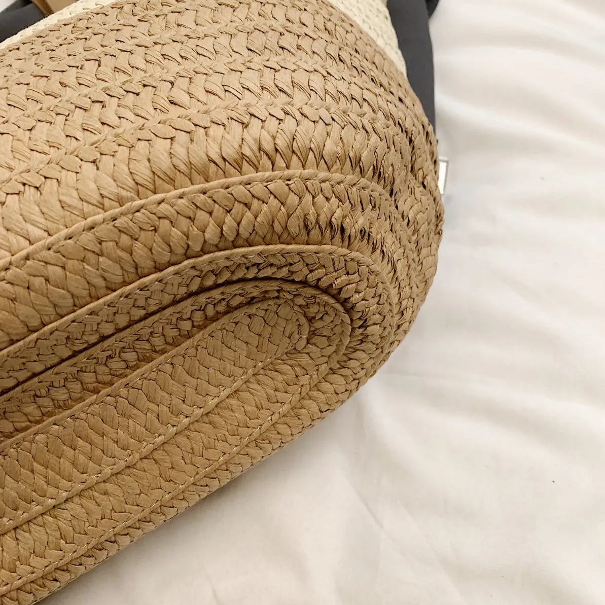 Sienna Two Tone Straw Tote Beach Bag