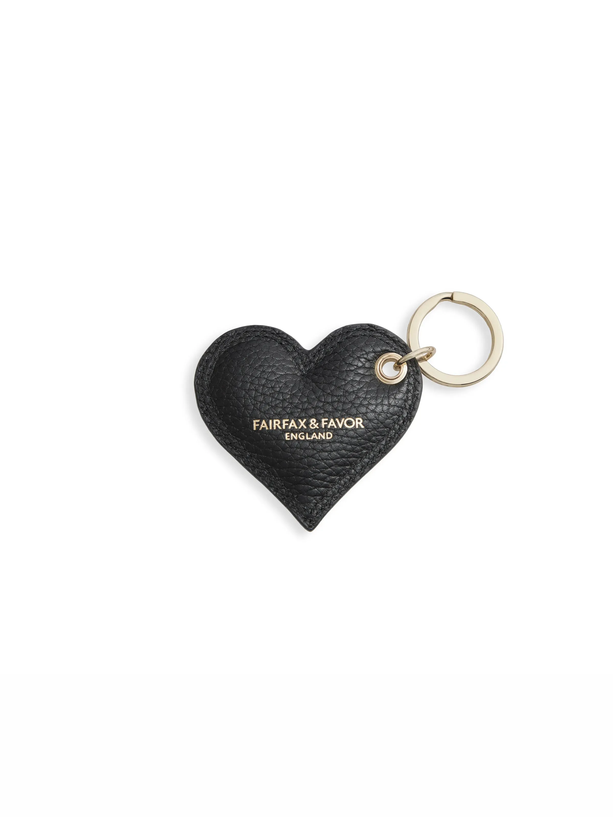 Signature Heart Key Ring - Black Pebbled Leather