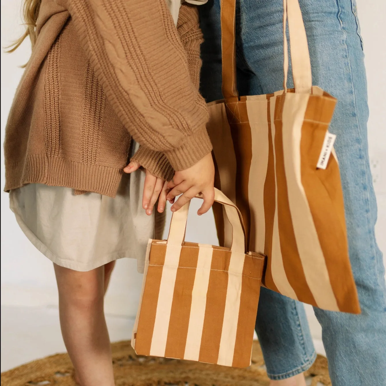Striped Mommy   Me Tote