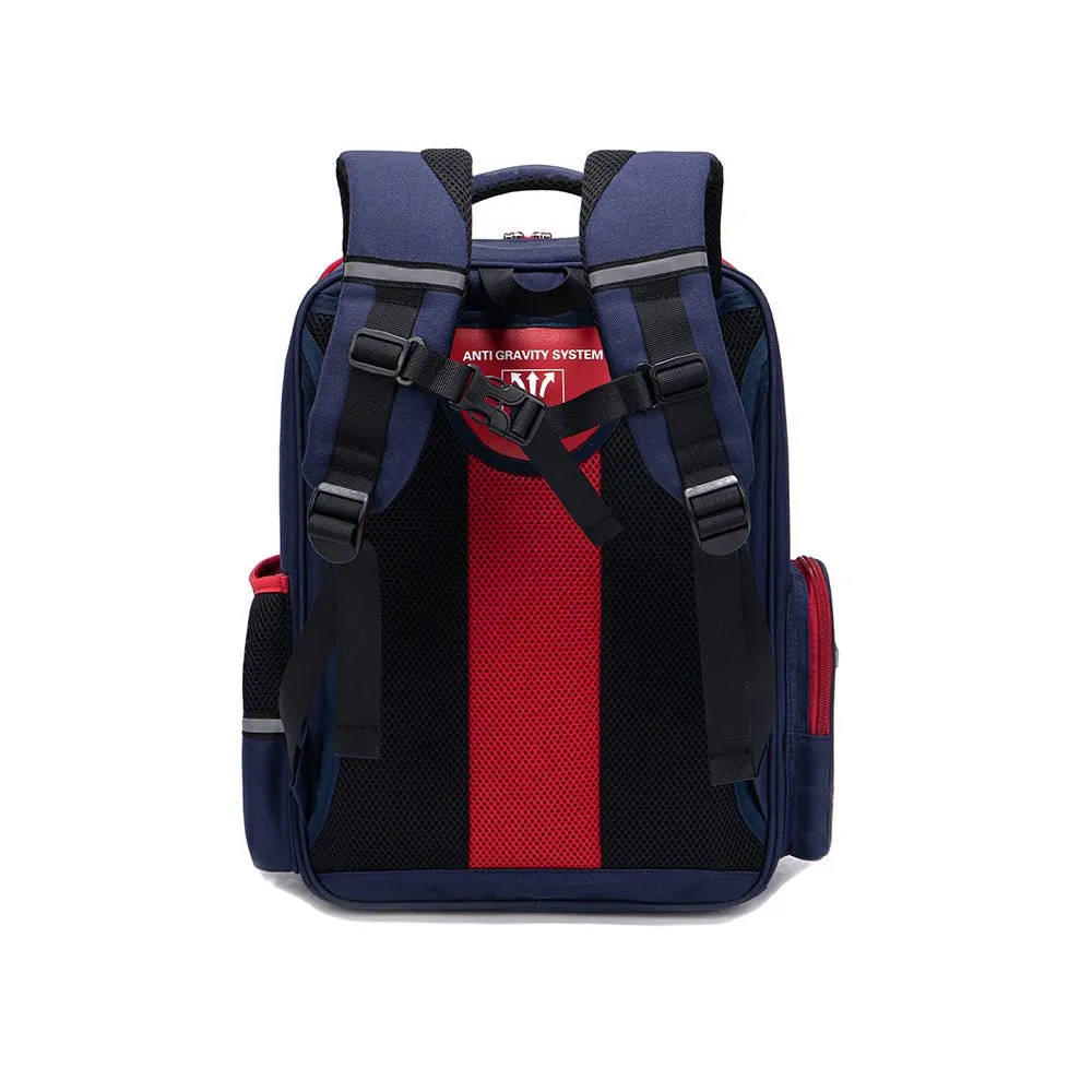 Teal with Red Flap Ergonomic Anti gravity Shock absorption School Backpack for Kids