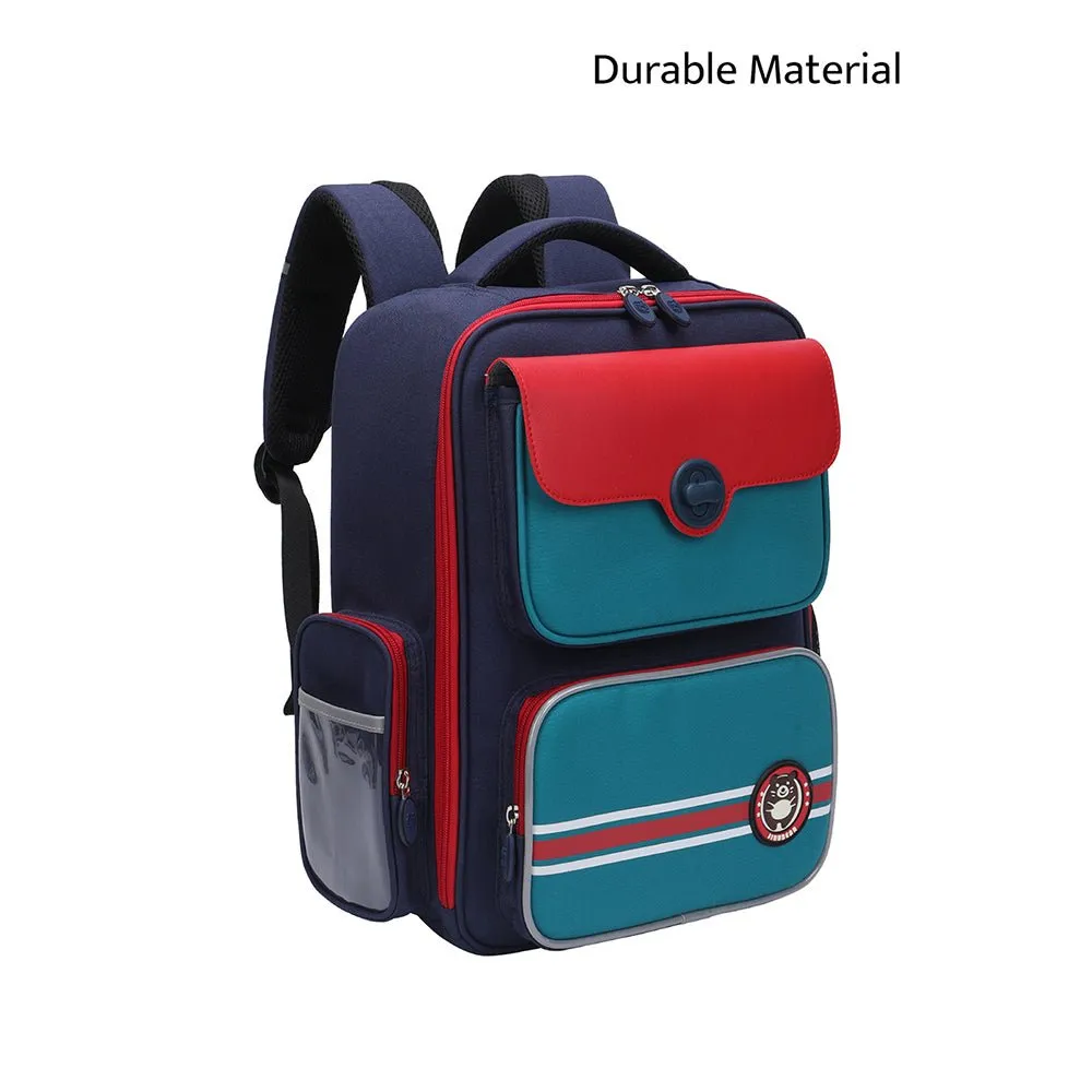Teal with Red Flap Ergonomic Anti gravity Shock absorption School Backpack for Kids