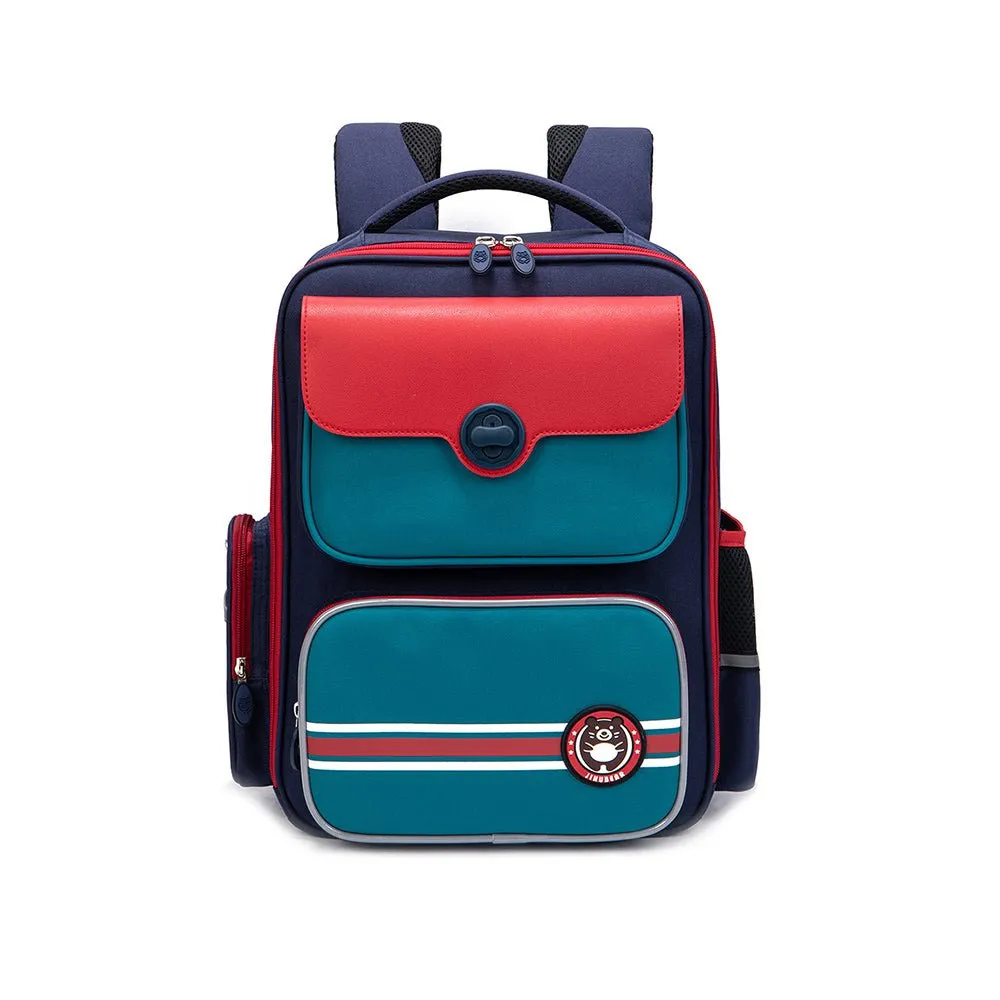 Teal with Red Flap Ergonomic Anti gravity Shock absorption School Backpack for Kids