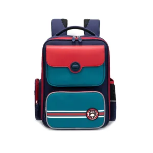 Teal with Red Flap Ergonomic Anti gravity Shock absorption School Backpack for Kids