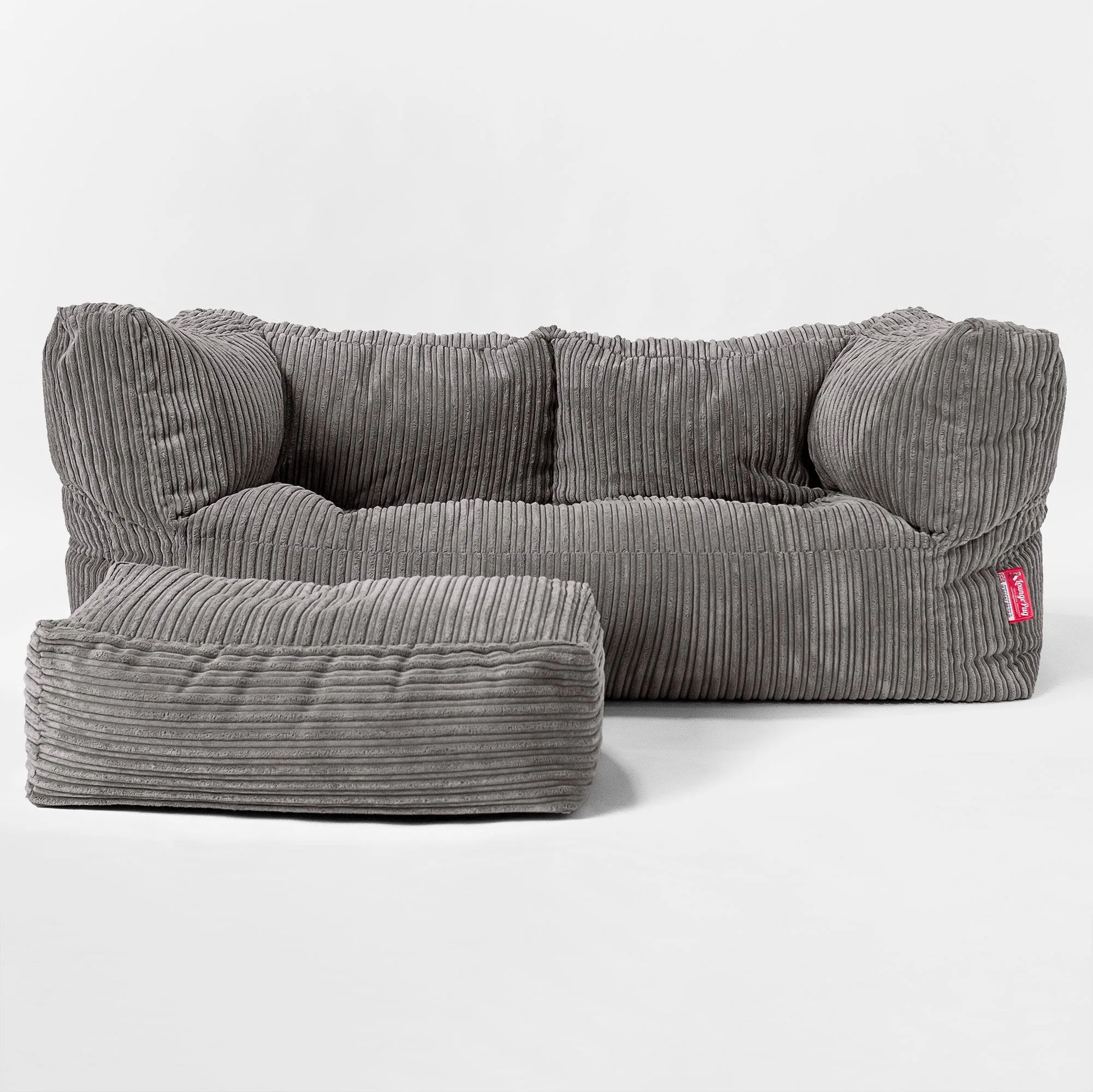 The 2 Seater Albert Sofa Bean Bag - Cord Graphite Grey