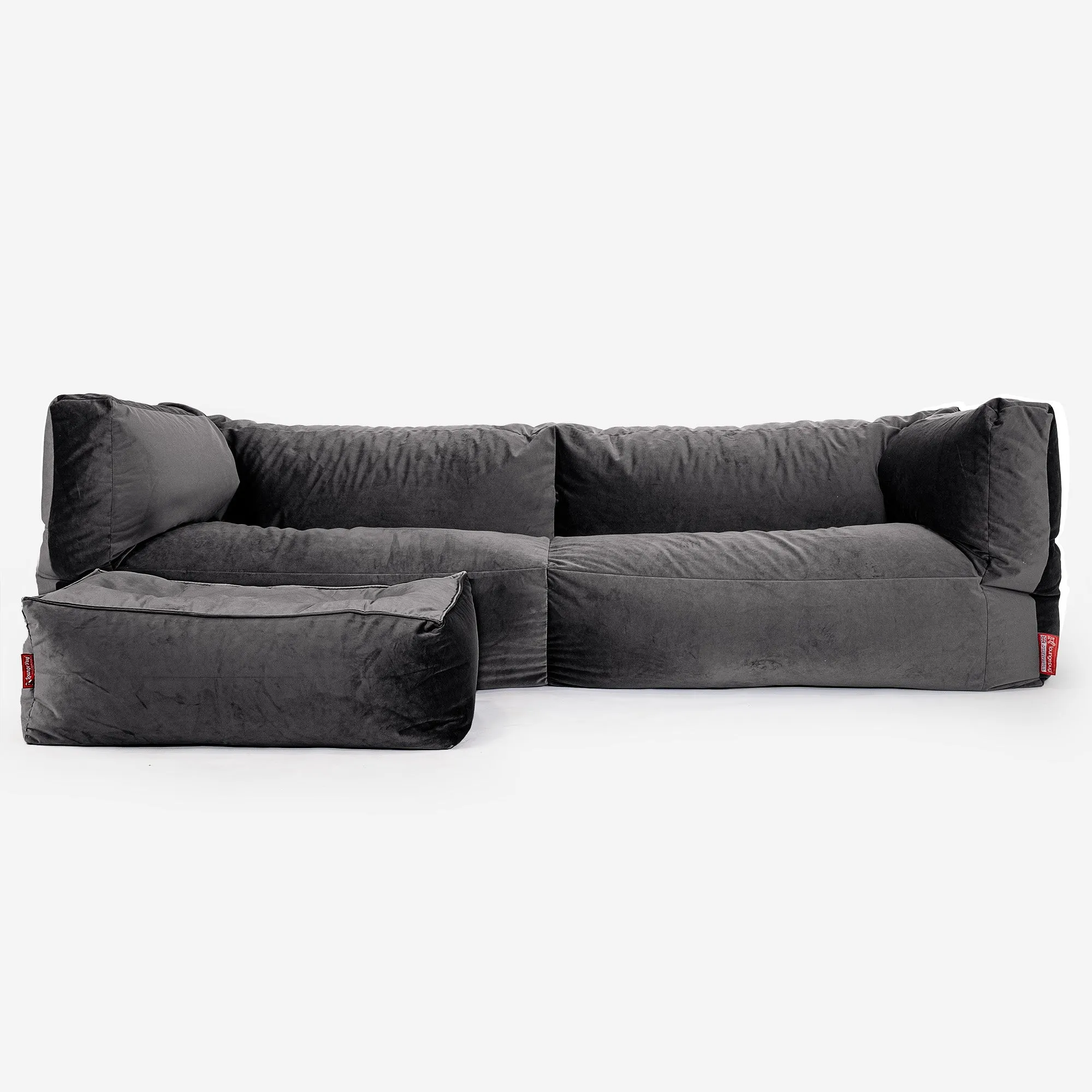 The 3 Seater Albert Sofa Bean Bag - Velvet Graphite Grey
