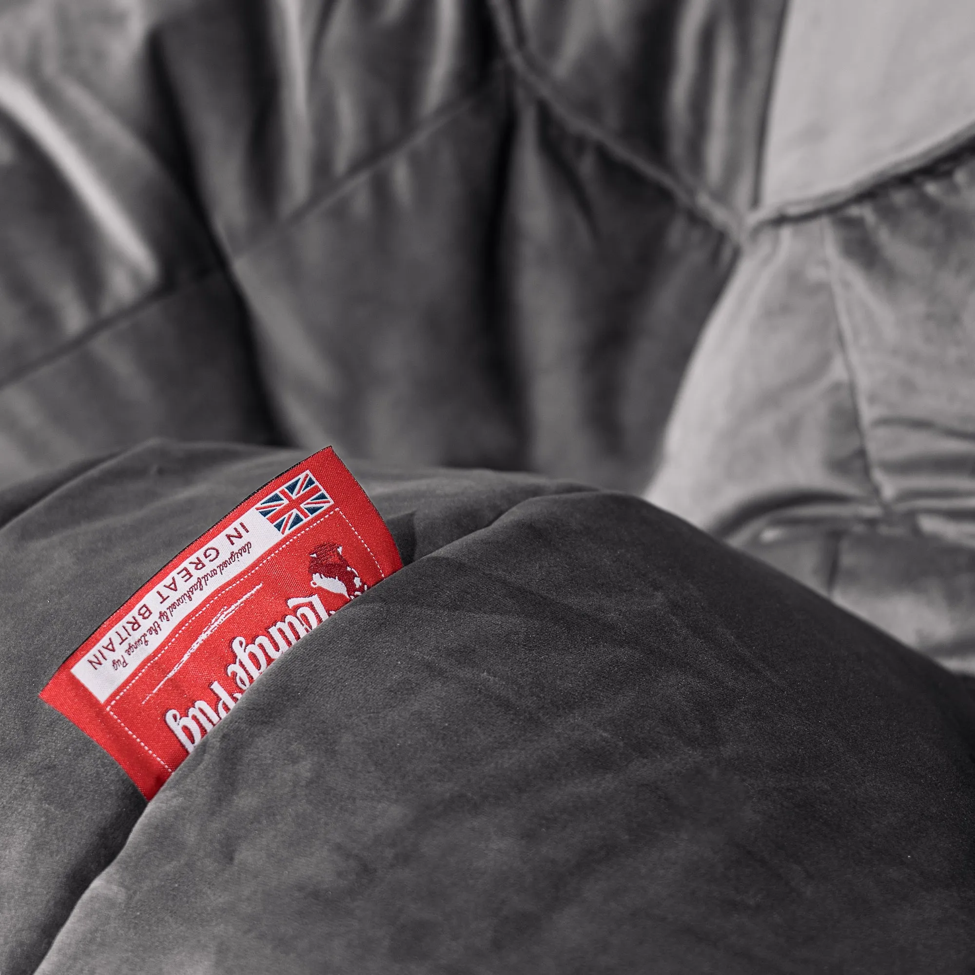 The 3 Seater Albert Sofa Bean Bag - Velvet Graphite Grey