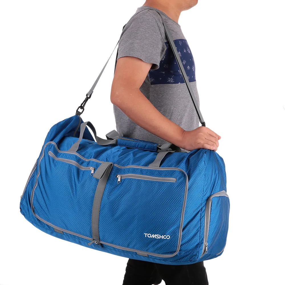 TOMSHOO 80L Foldable Gym Bag Sports Bag Waterproof Polyester Men/Women Backpack Large Capacity Packable Travel Sports Backpack