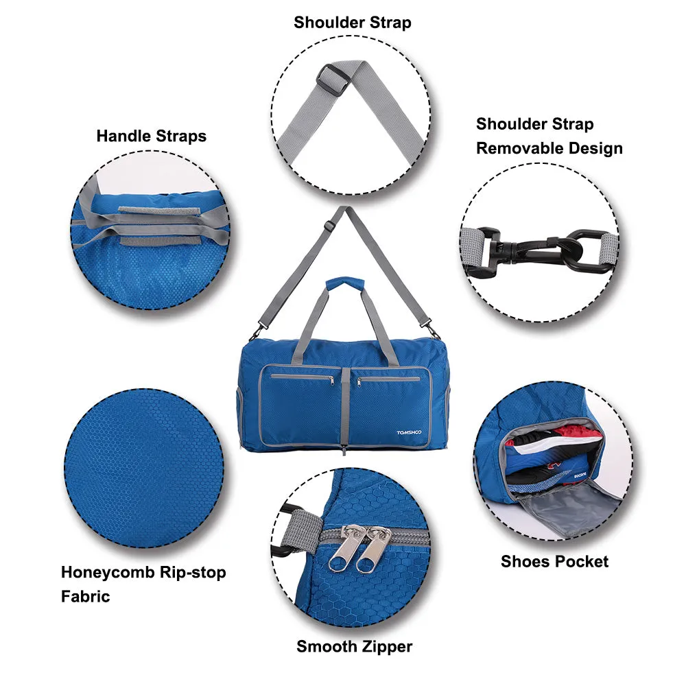 TOMSHOO 80L Foldable Gym Bag Sports Bag Waterproof Polyester Men/Women Backpack Large Capacity Packable Travel Sports Backpack