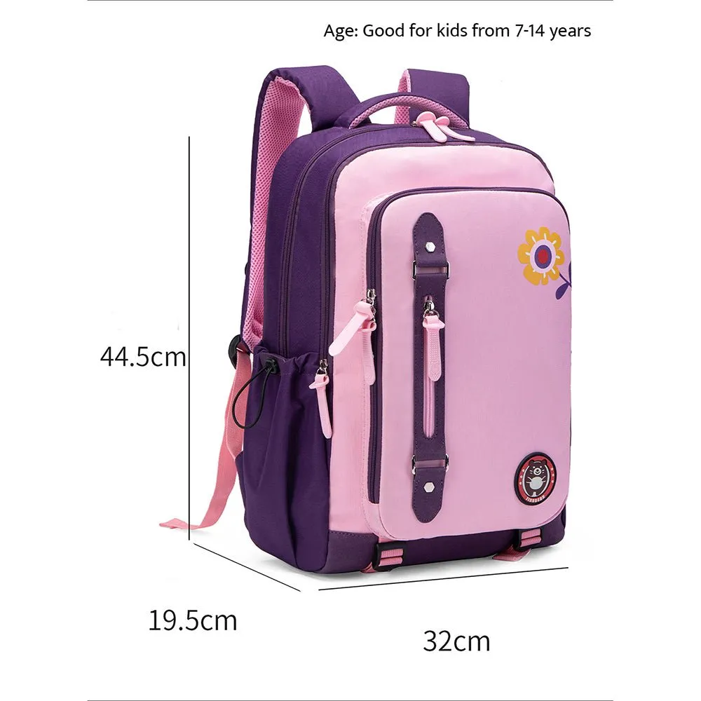 Violet Pink Flower Monogram Ergonomic School Backpack for Kids