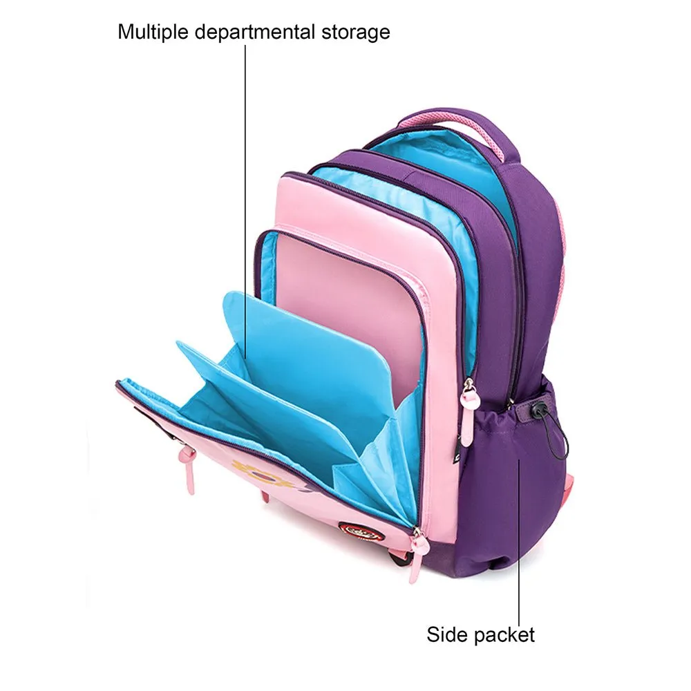 Violet Pink Flower Monogram Ergonomic School Backpack for Kids
