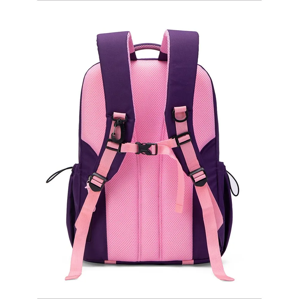 Violet Pink Flower Monogram Ergonomic School Backpack for Kids