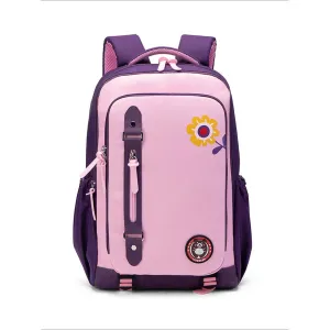 Violet Pink Flower Monogram Ergonomic School Backpack for Kids