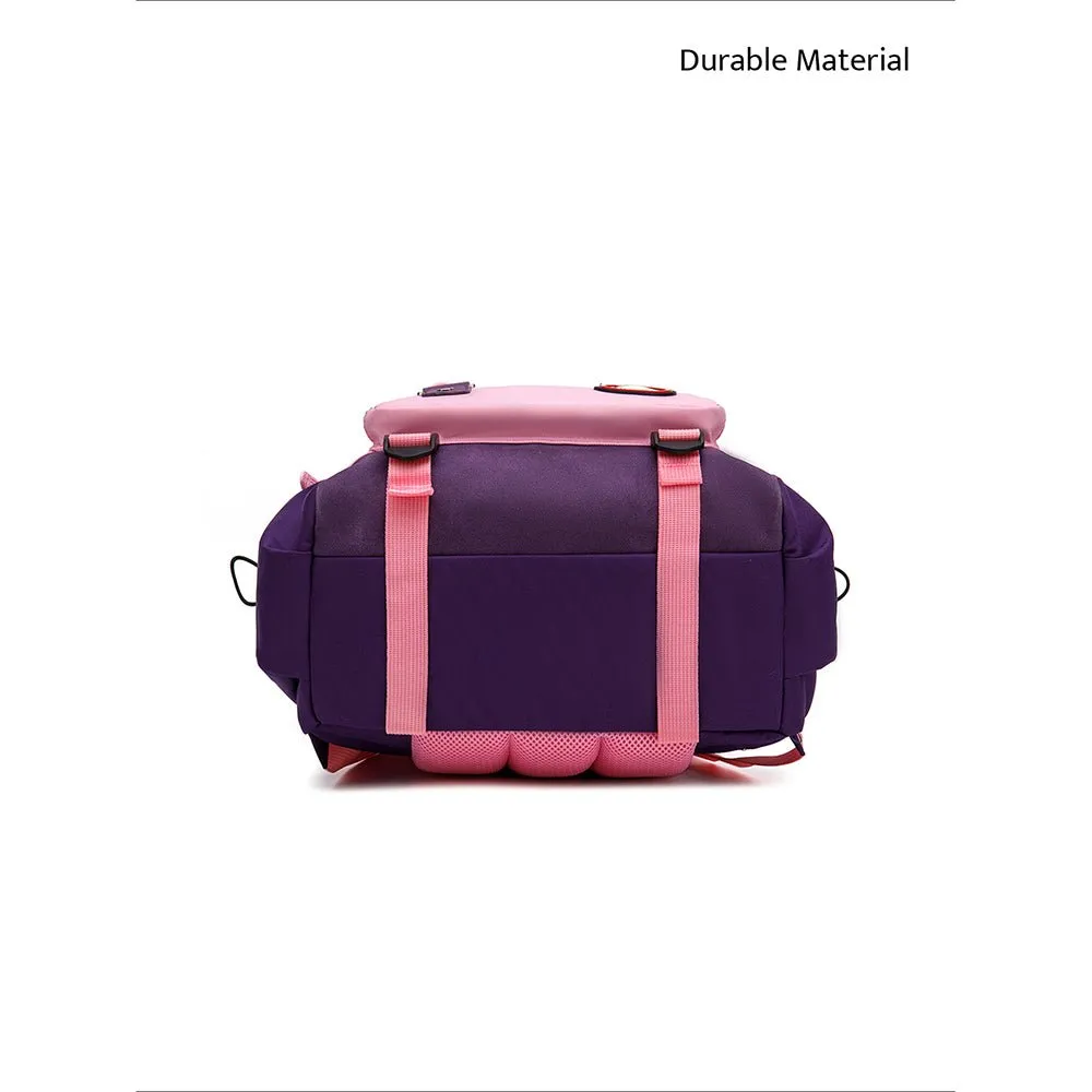 Violet Pink Flower Monogram Ergonomic School Backpack for Kids