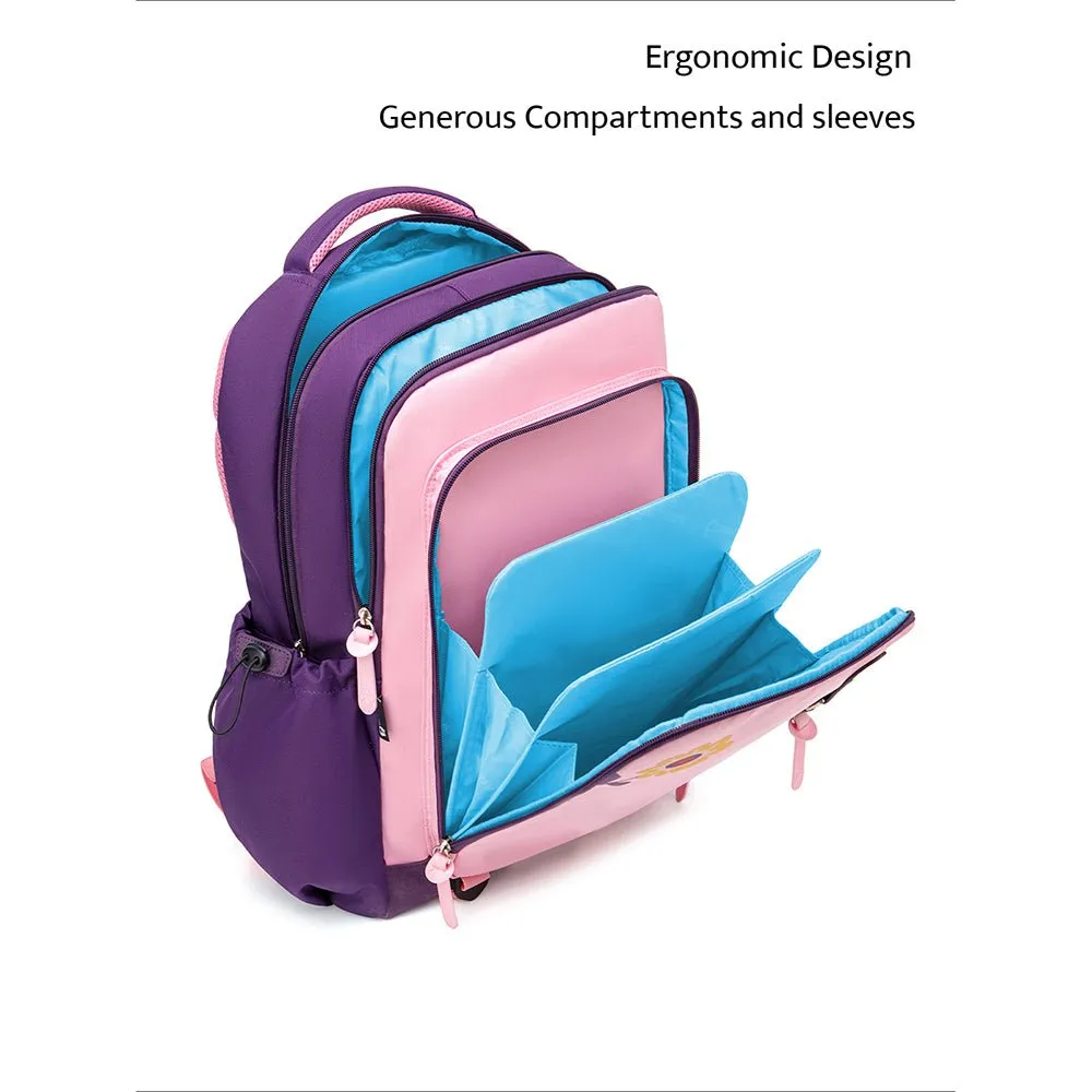 Violet Pink Flower Monogram Ergonomic School Backpack for Kids
